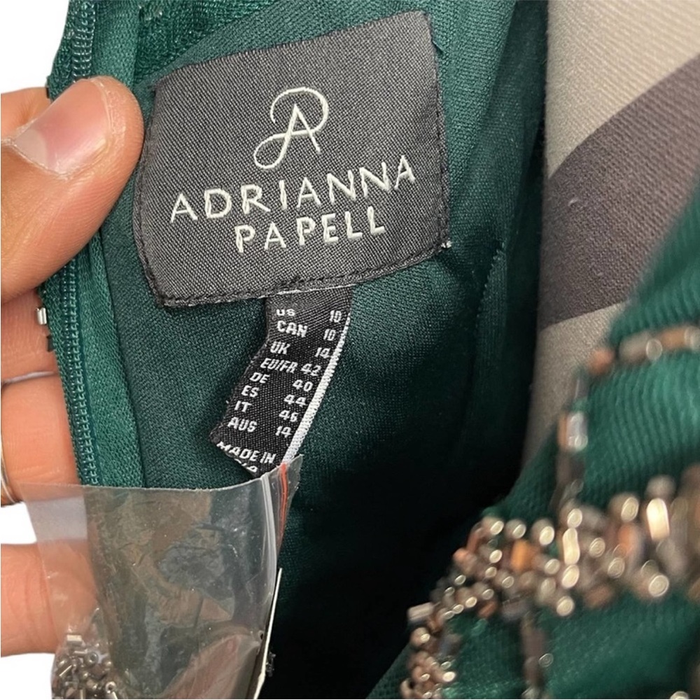 Adrianna Papell Green Maxi Dress with Embellished Bodice - Picture 6 of 6